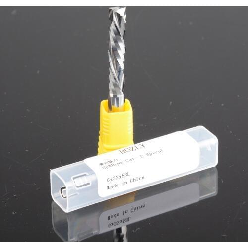 1Pcs 6X32mm AAA UP DOWN Cut Two Flutes Spiral Carbide Mill Tool Cutters for CNC Router, Compression Wood End Mill Cutter Bits