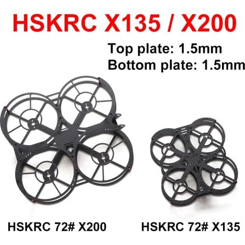 HSKRC 72# X135 135mm / X200 200mm with 1.5mm top and bottom plate X type Carbon Fiber Mini FPV Racing Drone