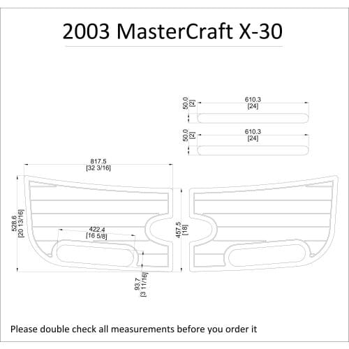 2003 MasterCraft X-30 Boat Swim Platform Pads 1/4" 6mm EVA Teak Decking