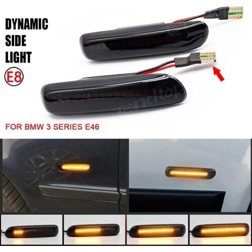 For BMW E46 3er Limo Coupe Compact Cabriolet LED Dynamic Turn Signal Lamp Side Marker Indicator Flowing Water Light