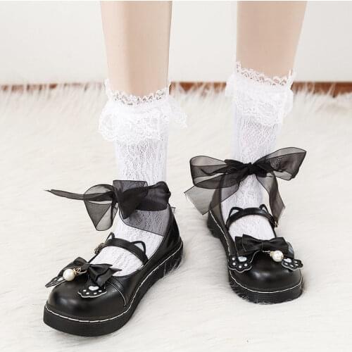 Sweet Shoes Childrens Clothing 2021 New Autumn Womens Shoes Bow Knot Flat-bottom Uniform JK Shoes Cute Womens Shoes