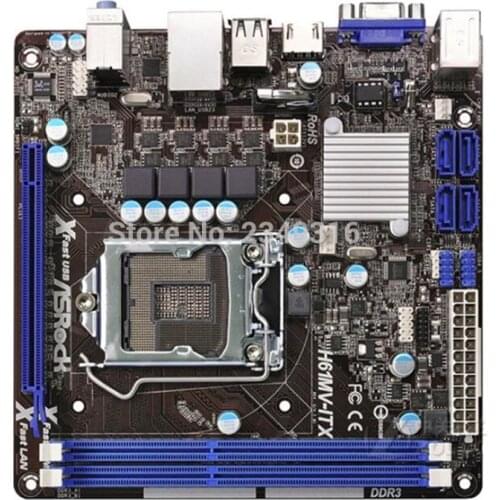 MINI-ITX ITX HTPC For ASRock H61MV-ITX Desktop Board H61 Slot LGA1155 DDR3 Motherboard SATA2 USB2.0 Support I3 I5 I7