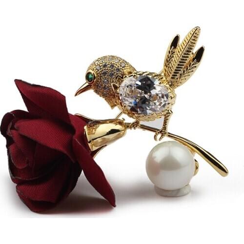 Fashion 3D Handmade Fabric art Pearl pin rose badges for Coat Trousers Bag Brooch Pierre Broche Clothings Accessories gift