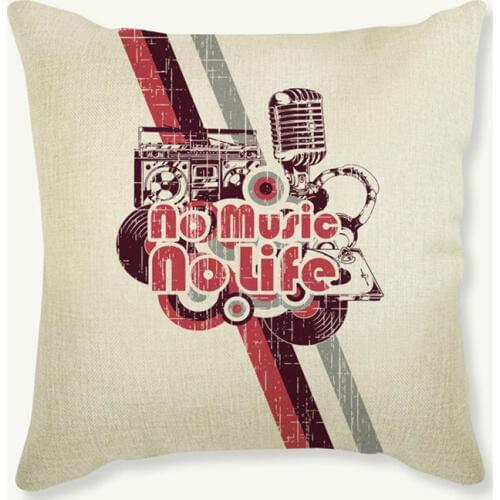 Fashion Skull Cushion Cover Pillow Case Vintage Music Style Cotton Linen Home Decoration Car Sofa Chair Throw Pillows Cover
