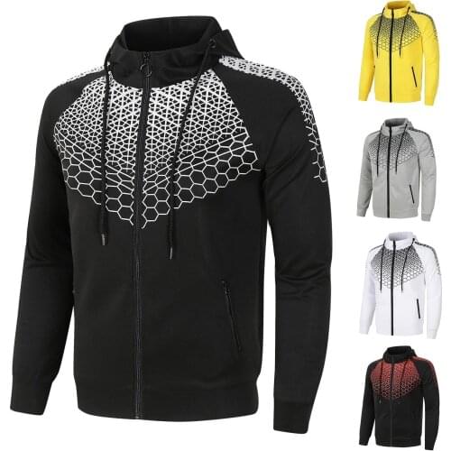 Mens Hooded Sportswear Suit Casual Jogging Outdoor Running Exercise Long-sleeved Zipper Sports Suit Hooded Sweater