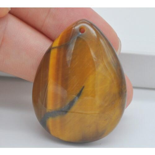 Natural 40x30MM Tigereye Stone Bead Teardrop CAB Cabochon Hole Jewelry GEM Pendant 1PCS H153