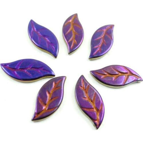 Natural Quartz crystal Titanium Hematite hand-Carved Leaves Gem pendant for diy jewelry making necklace Accessories4pcs