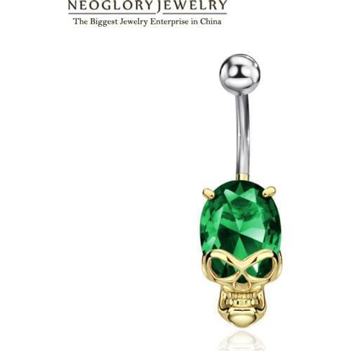 Neoglory Skeleton Skull Cubic Skeleton Zircon Piercing Belly Button Rings Navel for Women Fashion Body Beach Jewelry 2020 New