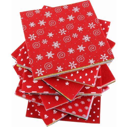 Nanchuang 1mm Thickness Printed Non Woven Felt Polyester Fabric For DIY Handmade Sewing Doll&Crafts Material 10Pcs/Pack 15x15cm