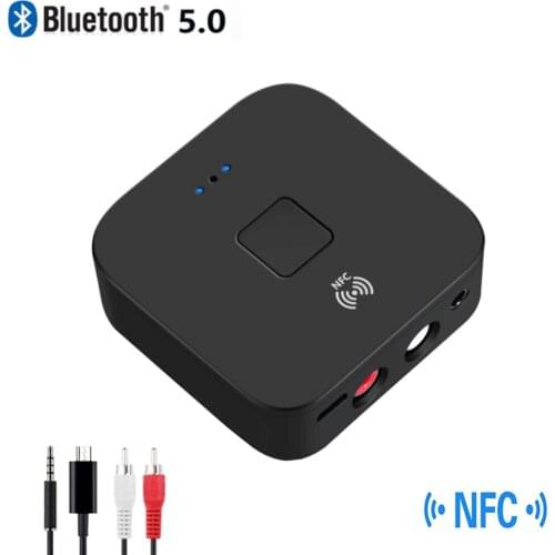NFC Bluetooth 5.0 Audio Receiver 3.5mm AUX RCA Jack Wireless Adapter Auto On/OFF Bluetooth 5.0 Receiver For Car Speaker