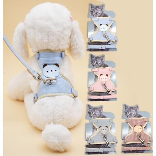 New 1pc Pet Dog Chest Back + 1pc Traction Rope Adjustable Pet Dog Breathable Traction Bear With Dog Cat Chest Strap Set