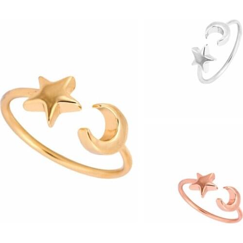 2021 New Fashion Star Moon Open Finger Rings for Women Adjustable Silver Color Wedding Ring Jewelry Girl Gifts bagues pour femme