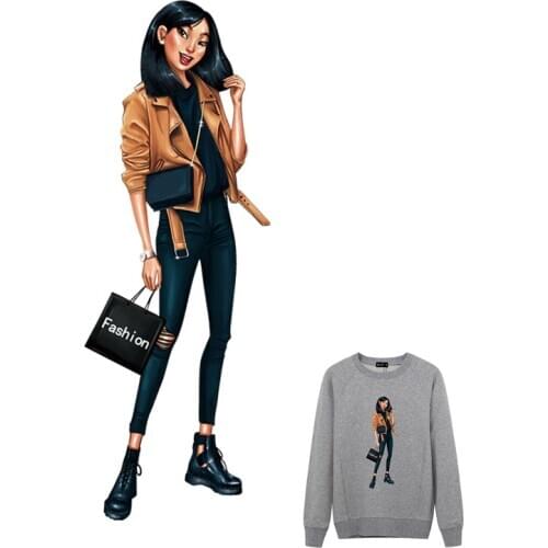 New Bonitos parches de chica para transferencia de calor, pegatinas para ropa Diy, parches de planchado lavables A nivel A para