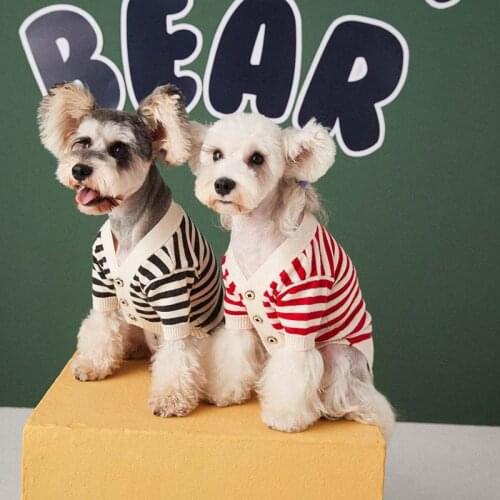Dog clothes for fall/winter new Teddy Schnauzer bichon cute pet small dog striped sweater cardigan