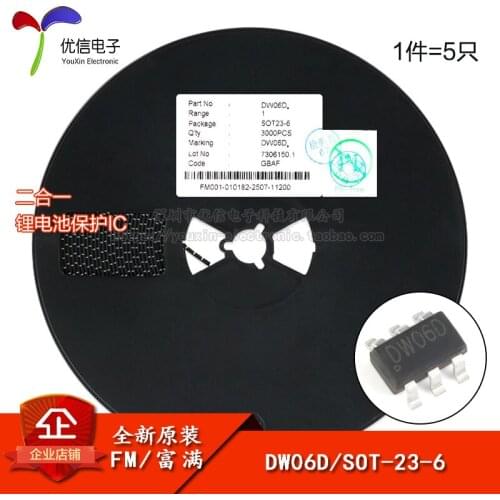 Genuine original DW06D SOT-23-6 combo lithium battery protection chip IC (5 rats)