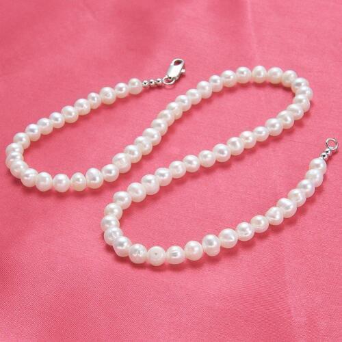 Natural Freshwater Pearl Necklace For Women White pearl 45cm Length Necklace Jewelry 6-7mm Pearls Gift Fashion Jewelry