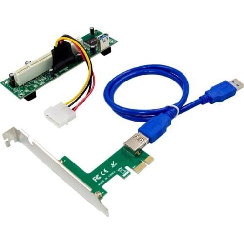 PCI Express To PCI Adapter Card PCI Slot Expansion Riser With USB 3.0 15Pin SATA Cable Add on Cards Converter ASM1083 Chip