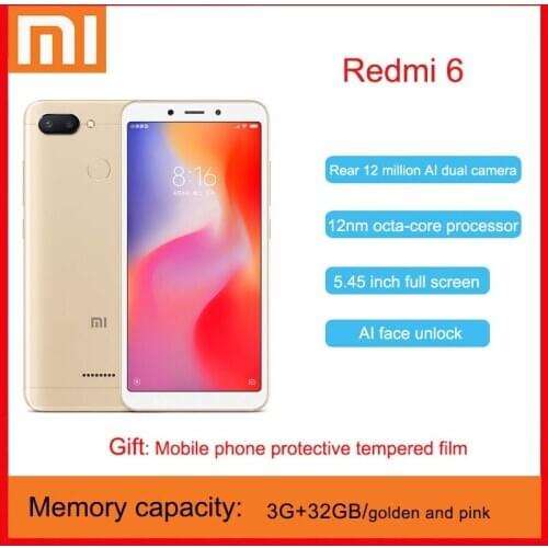 Redmi 6 3GB 32GB Used Mobile Phone Global ROM 5.45" 18:9 Full Screen AI Face Recognition Dual Camera