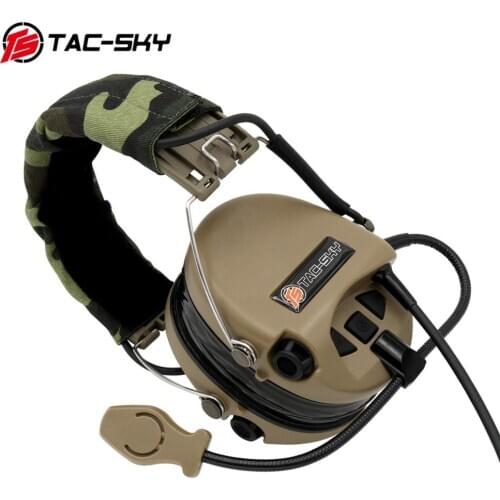 TAC-SKY Tactical SORDIN Headphones Silicone Protective Earmuffs Noise Reduction Military Shooting Intercom Tactical HeadphonesDE
