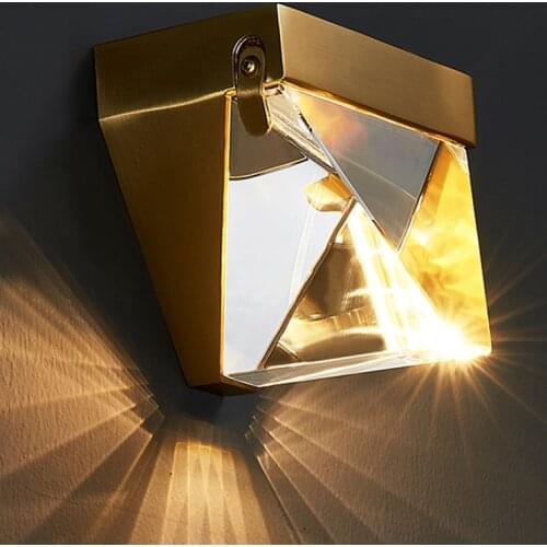 Modern LED Wall Light Triangle Crystal Gold Wall Sconces Lights Home Decoration Living room Dining Room Stair Bedroom Wall Lamp