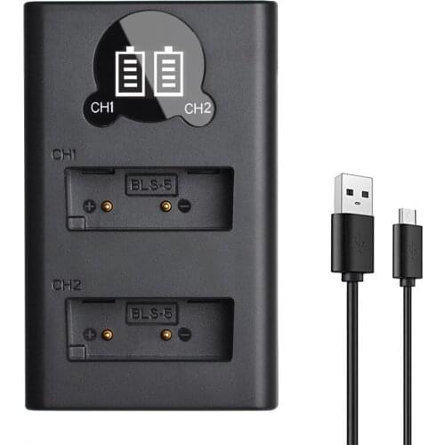 PS-BLS5 BLS50 BLS5 Battery Charger for Olympus E-PL5, E-PL2 pen, E-PL3, E-PM2, Stylus 1, OM-D, E-M10, OM-D E-M10 Mark III