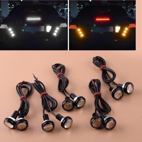 1 Set 12V 23MM Car Dual Color Eagle Eye LED Daytime Running Light Tail Reversing Backup Lamp 15W Universal