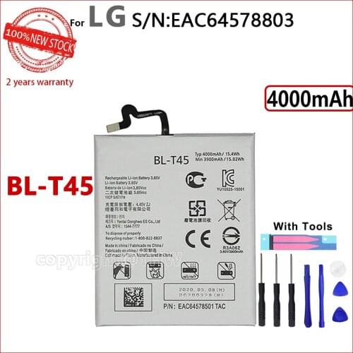 100% Genuine BL-T45 Battery For LG S/N:EAC64578803 4000mAh Mobile Phone Original High Quality Batteries With Gift Tools