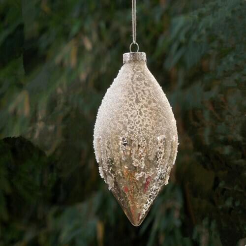 100pcs/pack 7*12cm Surface Beads Sticking Double Points Glass Pendant Christmas Tree Hanging Decorative Globe Friend Gift