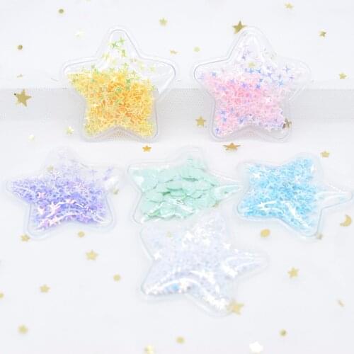 12Pcs 5cm Transparent Plastic Star with Shake Sequins Inside Appliques DIY Headwear Accessories Craft Handmade Decor Patch H25