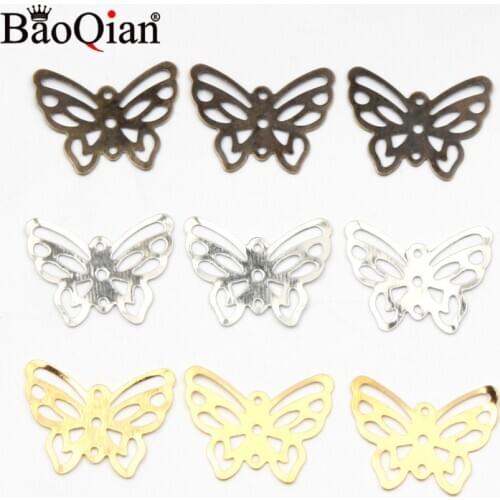 50Pcs 16x21MM Butterfly Filigree Wraps Flower Connectors Metal Crafts Scrapbooking Connector For DIY Jewelry Making Decoration