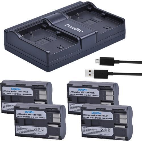 44pc 1800mAh BP-511 BP 511 BP-511A Rechargeable Battery + US Dual Charger for Canon BP-511 EOS 50D 40D 30D D60 D30 5D MV300i