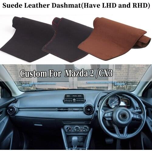 Car-styling Suede Leather Dashmat Dashboard Cover Pad Dash Carpet Auto Accessories For Mazda Cx-3 Mazda2 Demio 2014 -2018 2021