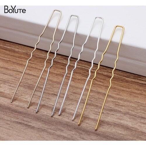 BoYuTe (200 Pieces/Lot) 64*0.9MM Metal Iron Hair Fork Hairpins Diy Hair Accessories Handmade Materials Wholesale