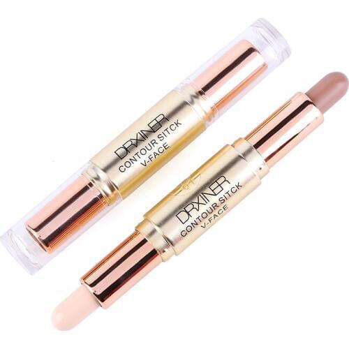 Drxiner Double-ended 2 in1 Contour Stick Contouring Highlighter Bronzer Create 3D Face Makeup Concealer Full Cover Blemish