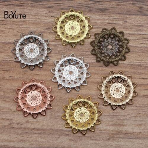BoYuTe Filigree (100 Pieces/Lot) 21MM Metal Brass Filigree Flower Lotus Charms Diy Hand Made Jewelry Findings