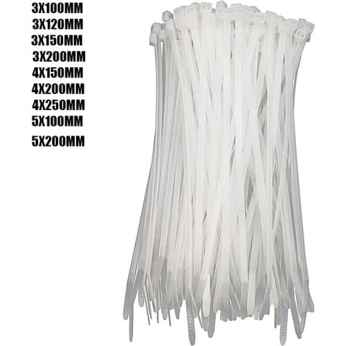 Hot Self-locking plastic nylon tie 100pcs White 5X200cable tie fastening ring3X200 cable tie zip wraps strap nylon cable tie set