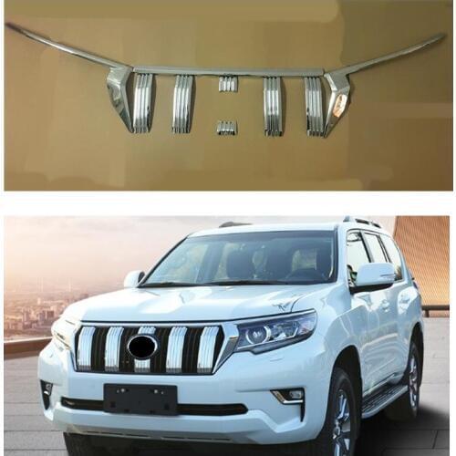 CITYCARAUTO CHORMED FRONT GRILL GRILLS COVER HEADLIGHTS COVERS CHORMIUM STYLING FIT FOR TOYTA PRADO 2018 SUV CAR WITH FREE SHIP