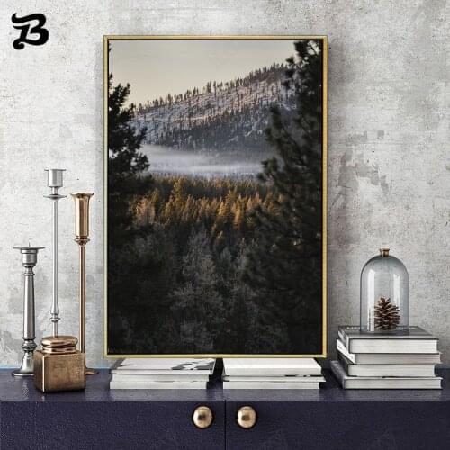 Canvas Painting Wall Art Landscape Painting Chinese Style Forest Mountain River Scenery Posters for Living Room Home Decoration
