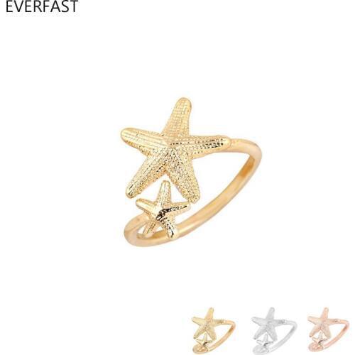3pc/Set Cute Star Ring Lovely Big And Small Starfish Adjustable Finger Rings Set Women Jewelry Accessories Free Shipping