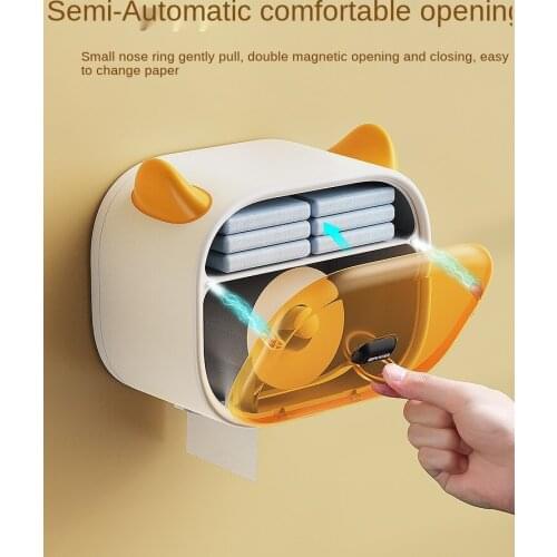 Toilet Tissue Box Waterproof Punch-Free Toilet Paper Holder Toilet Paper Toilet Paper Storage Box Wall-Mounted Roll Stand
