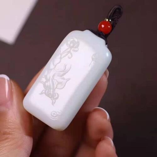 Natural 7A hetian jade Hand-Carved fish jade pendant jade necklace men women pendants jade jewelry