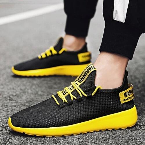 Large Size Summer Breathable Man Sneakers for Running Shoes Sport Men Sports Shoes for Men Black Yellow Athletic Brands B-685