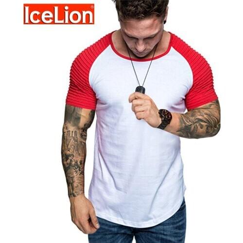 IceLion O-neck Tshirt Men Short Sleeve Summer Patchwork T-shirt For Men Fitness Shirt New Teeshirt Comfortable Casual Tops Shirt