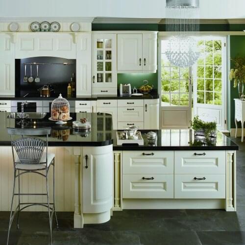 China Cheap Modern Luxury With Island Design Solid Wood White Color Kitchen Cabinets