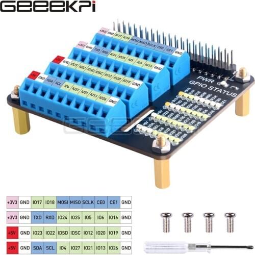 GeeekPi Raspberry Pi Gpio Expansion Extension Board Screw Terminal Hat For Raspberry Pi 4B / 3B+ / 3B / Zero / Zero W