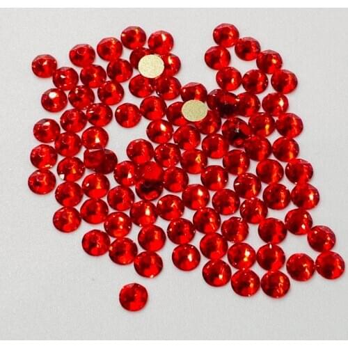 Flat Back Lt.Siam Color ss16,ss20,ss30 Size 8 Big and 8 Small Facets Non Hot Fix Glue On Rhinestone