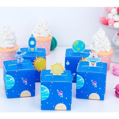 Space Astronaut Gift Bags Favor Boxes Candy Wrapping Brithday Party Supplies Spaceman For Kids Birthday Decor Paper Rocket Earth