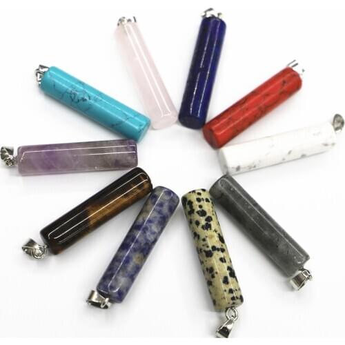 Amethysts Pendant Natural Stone Cylinder Pendant Charm Pendant, Used for Jewelry Making Necklace, Bracelet, Earring Accessory