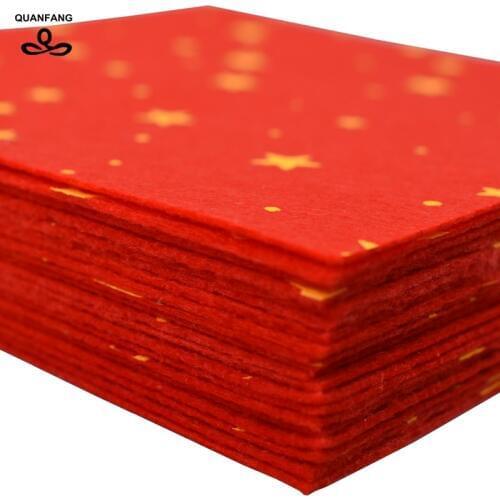 QUANFANG 20pcs/lot Printed star pattern Nonwoven Felt Fabric 1mm Thicknes Polyester Cloth of Home Decoration for Sewing materia