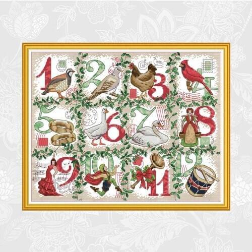 Joy Sunday Cross Stitch Kits Christmas 12days Pattern Printed Fabric 14CT 11CT DIY Handmade Embroidery Needlework Crafts